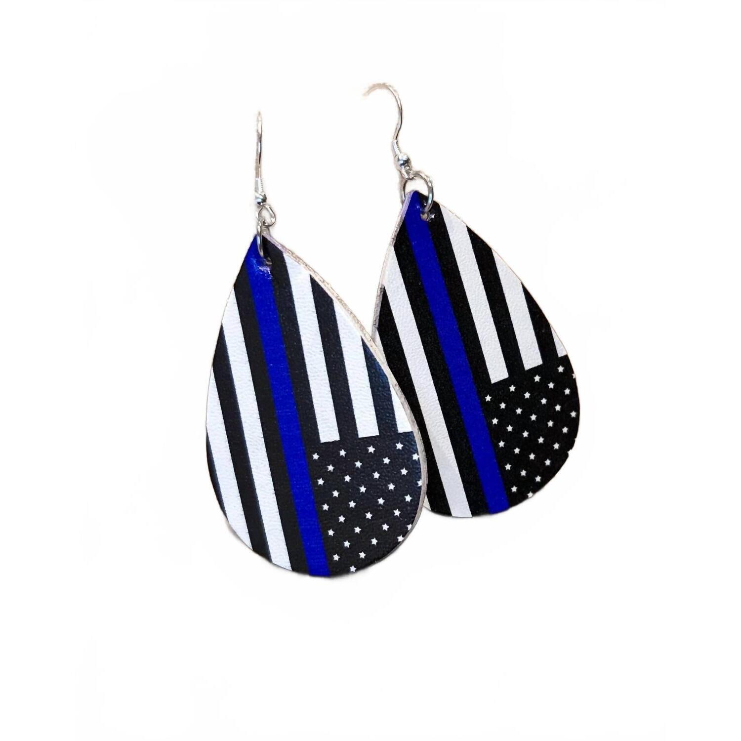 New White Label Women's Thin Line Teardrop Earrings In Blue